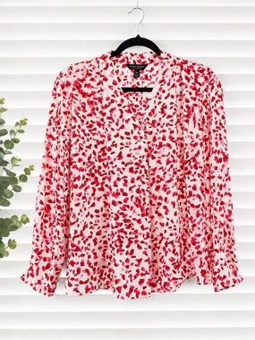 INVESTMENTS White Blouse with Red Spot Prints